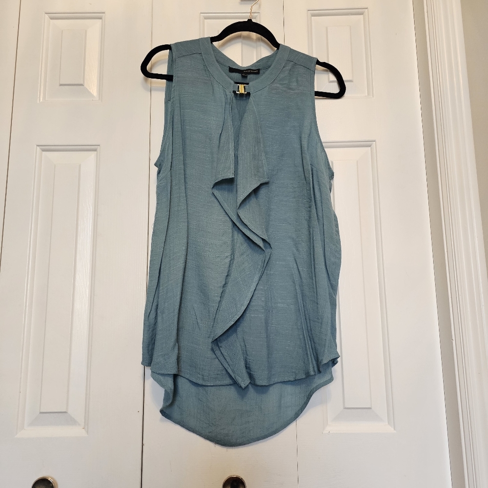 Harve Benard dressy sleeveless linen look aqau top size L